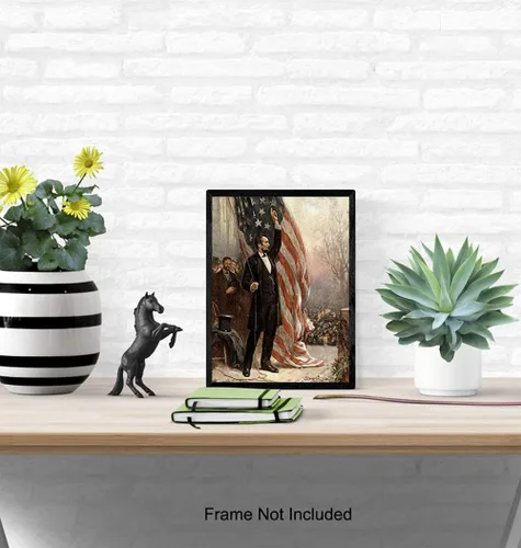 Vista 4 de Abraham Abe Lincoln - Póster artístico de la bandera estadounidense, regalo patriótico de 8 x 10 pulgadas para hombres, republicanos, conservadores