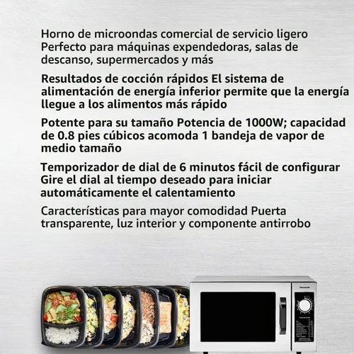 Vista 2 de Panasonic NE-1025F - Horno de microondas comercial y compacto para encimera de servicio ligero con temporizador electrónico de botón selector