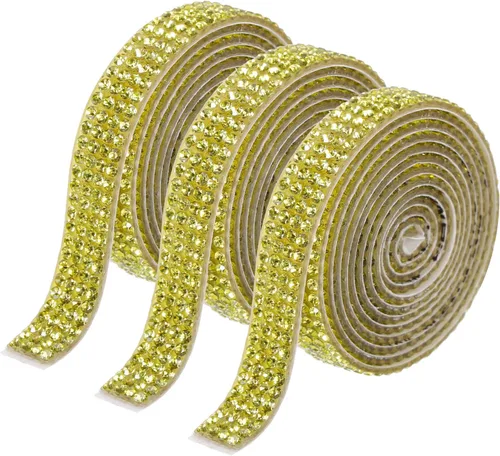 Vista 74 de MECCANIXITY 3 rollos de cinta de diamantes de imitación autoadhesiva de 3 yardas y 0.315 in para proyectos de artes y manualidades, pasteles de Beige