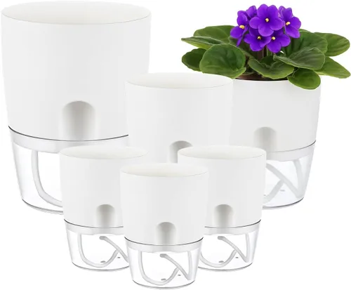 Vista 21 de Macetas de riego automático para plantas de interior, macetas para exteriores, paquete de 3 macetas de riego automático de 6 pulgadas, macetas