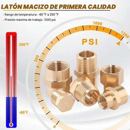 Vista 5 de KOOTANS - Juego surtido de accesorios de tubería de latón de 66 piezas