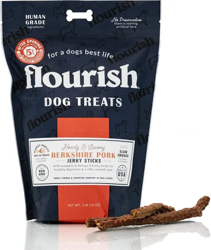 Vista 19 de Flourish Pets Angus - Palitos de carne seca de res, golosinas para perros, masticables de entrenamiento saludable (8 onzas)