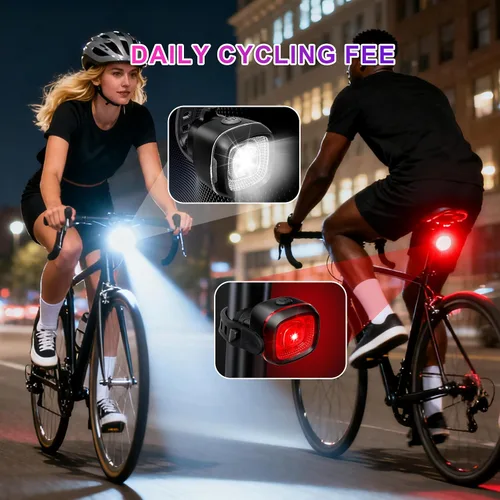 Vista 4 de Luz de bicicleta impermeable IPX6, con 5 + 5 modos, impermeable, tipo C, para montar por la noche, luces de bicicleta de larga vida útil de 17 horas