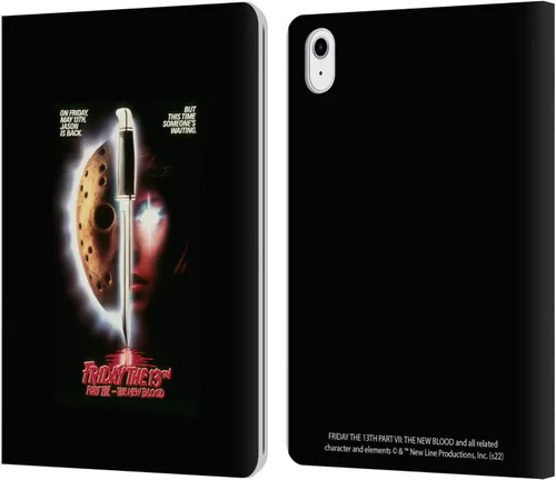 Vista 9 de Head Case Designs Officially Licensed Friday The 13th Part VII Jason Voorhees On Fire The New Blood Graphics Leather Wallet Case Compatible with