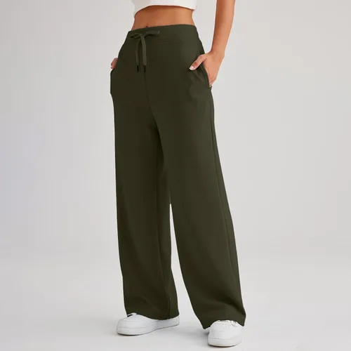 Vista 3 de Gumipy AirEssentials - Pantalones deportivos de pierna ancha para mujer, pantalones de pierna ancha para otoño, holgados, acampanados, cintura alta