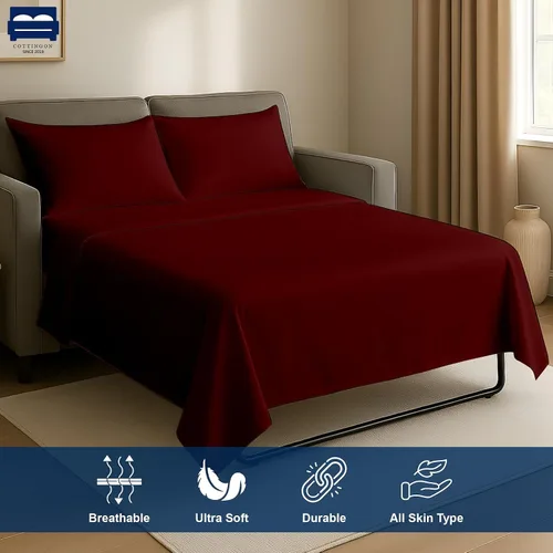 Vista 3 de Cottingon Sábanas individuales de 4 piezas para sofá cama individual, sábanas de sofá 100% microfibra cepillada, se adapta fácilmente a colchones