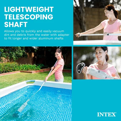 Vista 6 de Intex Aspiradora de piscina portátil recargable con mango telescópico de 94 pulgadas y 2 cabezas de cepillo intercambiables para piscinas