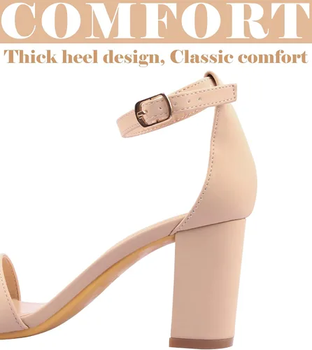 Vista 5 de Ankis Tacones de plataforma cerrados para mujer, tacones negros para mujer, punta redonda cerrada, zapatos de tacón grueso, 4 pulgadas