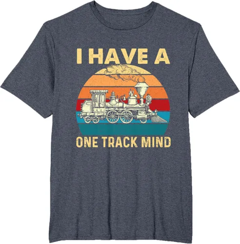 Vista 62 de Camiseta con texto en inglés "I Have A One Track Mind - Trainspotter Model Train Railroad, Negro, S