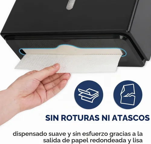 Vista 4 de AIKE Dispensador de toallas de papel multipliegue de 200 hojas Negro
