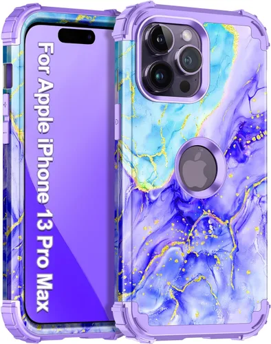 Vista 9 de Casetego Funda para iPhone 13 Pro Max, que brilla en la oscuridad, tres capas, resistente, a prueba de golpes, protección completa, policarbonato