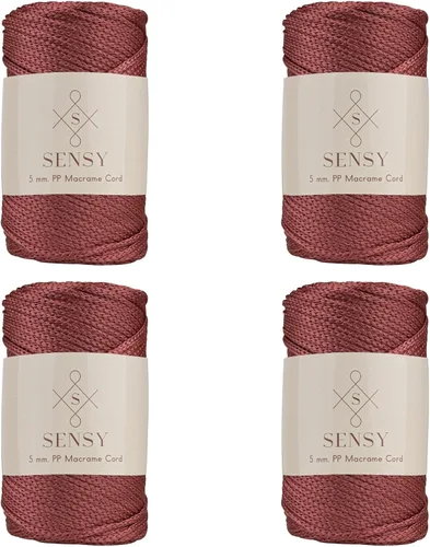 Vista 132 de Sensy - Cuerda de poliéster prémium de 0.197 in y 104 yardas, 100% polipropileno, cordón de macramé de 0.197 in, cuerda de ganchillo para bolsa