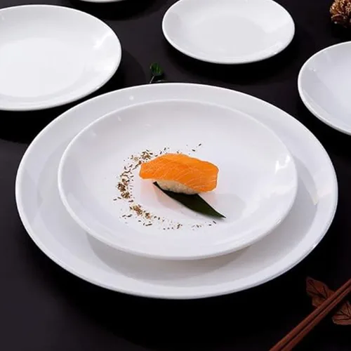 Vista 4 de Platos de melamina, platos de postres pequeños reutilizables para exteriores e interiores, aptos para lavavajillas, juego de 2 (7 pulgadas)