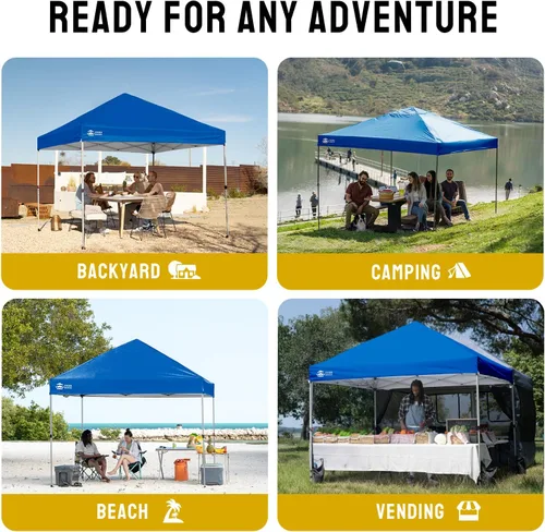 Vista 4 de CROWN SHADES Toldo desplegable de 8 x 8 pulgadas, tienda de campaña de playa con instalación CenterLok de un empuje, parasol fácil para exteriores