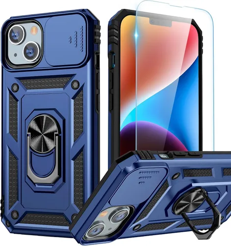Vista 32 de Goton Funda para iPhone 14 Plus con Protector de Pantalla - Funda con Cubierta Deslizante para Cámara con Soporte de Anillo, Resistente de Grado