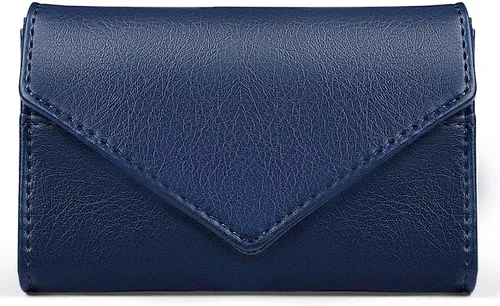 Vista 8 de XEYOU Funda para tarjetas de crédito para mujer, tarjetero con bolsillo frontal para mujer Sobre estilo negro