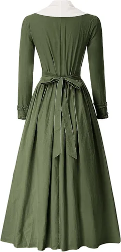 Vista 2 de SCARLET DARKNESS - Vestido colonial para mujer, disfraz sencillo de pionera de la pradera