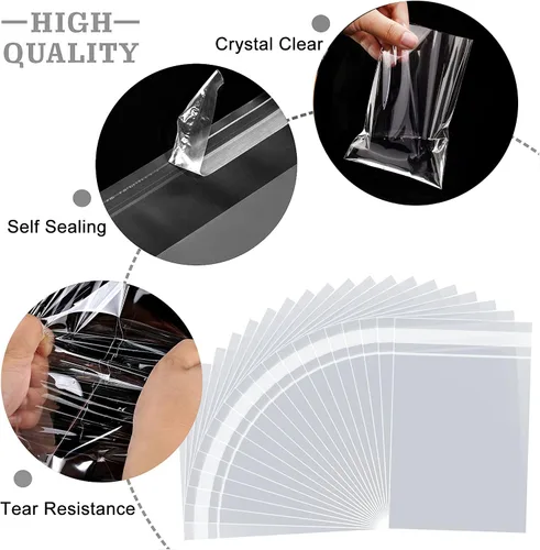 Vista 3 de Bolsas de celofán de 2 x 3 pulgadas, bolsas de celofán transparentes autoadhesivas de plástico resellable, bolsa de plástico de celofán para aretes