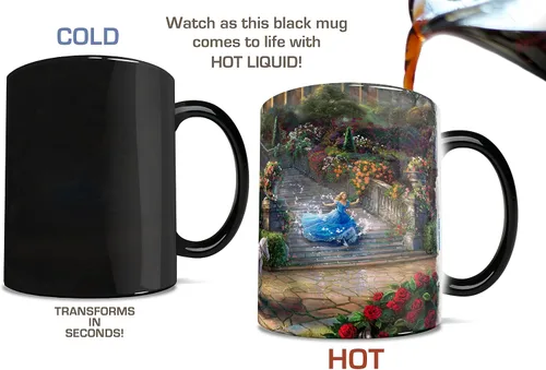 Vista 4 de Morphing Mugs Disney Thomas Kinkade - Reloj de Cenicienta Strikes Midnight 11 oz Taza de cerámica que cambia el calor Diseño oculto revelador