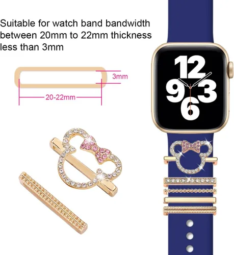 Vista 4 de Correa de reloj con abalorios, mejora tu correa de reloj con elegantes anillos decorativos compatibles con la correa de Apple Watch para iWatch