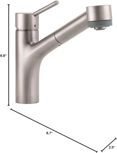 Vista 6 de hansgrohe Talis S 06462860 - Grifo de cocina de acero inoxidable con pulverizador extraíble, grifo para fregadero de cocina, óptica de acero