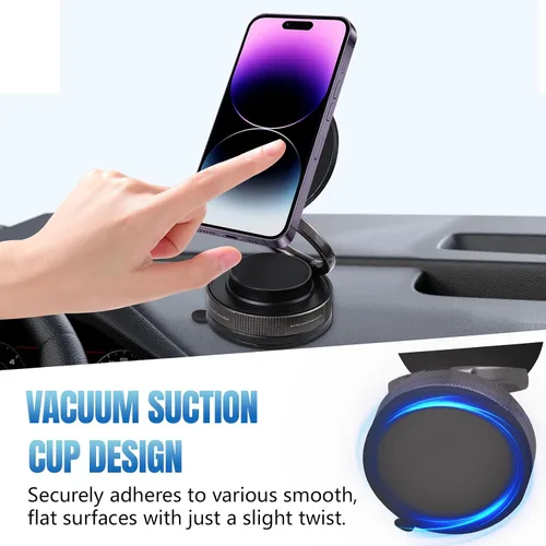 Vista 6 de Soporte magnético para teléfono con succión al vacío, soporte retráctil plegable para teléfono celular con ventosa, soporte de teléfono ajustable