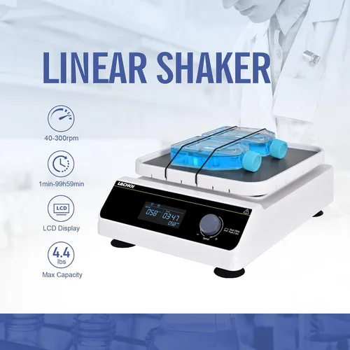 Vista 2 de Agitador lineal LCD de 40 a 300 rpm, capacidad de 4.4 lbs, con temporizador, agitador lineal digital con modo continuo o modo de temporizador