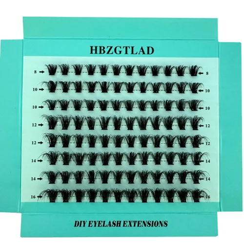 Vista 15 de Mezcla de pestañas postizas 3D esponjosas de un solo racimo, abanicos de volumen, pestañas individuales segmentadas naturales para extensión