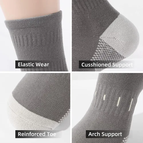 Vista 3 de BUDERMMY Calcetines de trabajo de algodón que absorben la humedad para hombre, 6-12, 6 pares