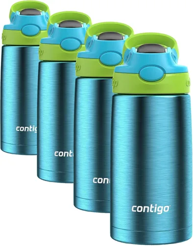 Vista 7 de Contigo Autospout - Botella de agua con popote y pajita, 384.81 ml, Azalea/Pansy
