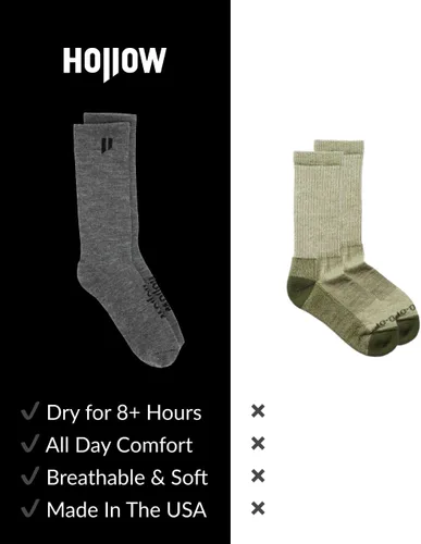 Vista 5 de HOLLOW Alpaca Crew Socks for Men and Women, Running, Hiking, Outdoors, Designed for Comfort and Performance