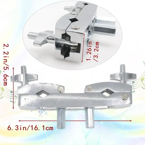 Vista 4 de CashBeat Abrazadera múltiple ajustable, soporte de montaje de platillos de acero inoxidable plateado Quick Release Drum Cymbal Stand Clamp with