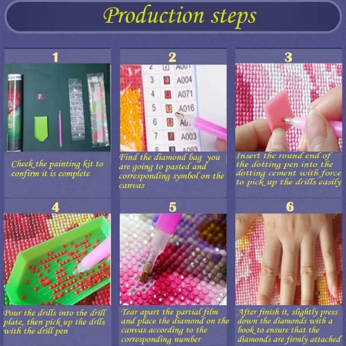 Vista 8 de UB - Kit de pintura de diamantes 5D para adultos y niños, arte de diamantes de alpaca, arte de bricolaje, bordado de punto de cruz, manualidades