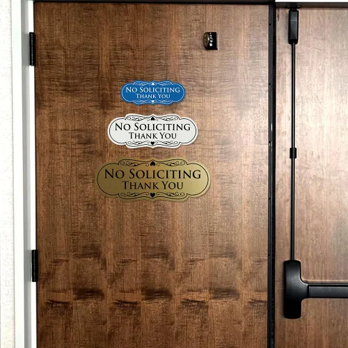 Vista 4 de Letrero con frase en inglés "NO SOLICITING Thank You