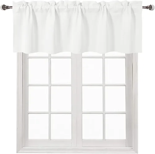 Vista 77 de DWCN Cenefa para ventana de cocina, con bolsillo para barra, para ventana, sala de estar/sótano, 36 x 16 pulgadas de largo, 1 panel, beige