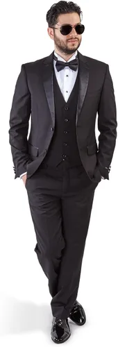 Vista 2 de AZAR MAN Traje de esmoquin Slim Fit 2 Botón 3 piezas de solapa de muesca de satén 4030