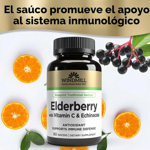 Vista 4 de Windmill Cápsulas de saúco con vitamina C y equinácea 60 Ea