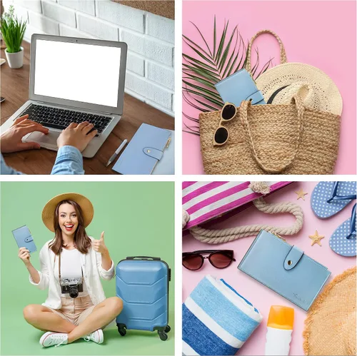 Vista 4 de Travelambo Billetera plegable con bloqueo RFID para mujer, con bolsillo con cremallera