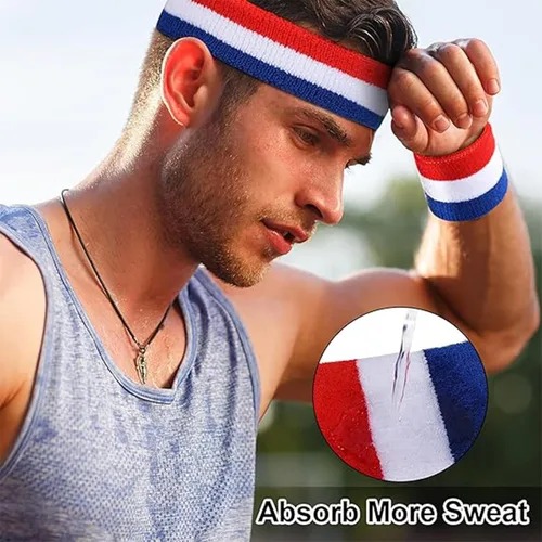 Vista 3 de Diademamuñequeras para mujeres, hombres, niñas, niños, para el gimnasio, entrenamiento y yoga, súper cómodas bandas de sudor para deportes