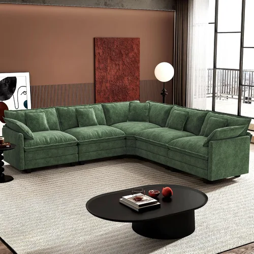 Vista 35 de Ihanherry - Sofá de nube de 3 plazas en L, modular, de asiento profundo, para sala de estar, cómodo cojín de asiento tapizado de doble capa, tela