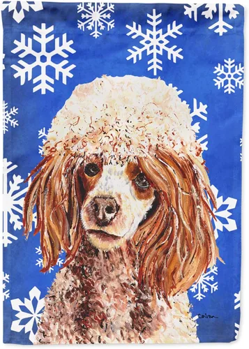 Vista 231 de Caroline's Treasures SC9374GF Bulldog English Snow flakes Holiday Garden Flag Buzón Bandera decorativa para patio exterior, patio, obras de arte