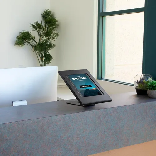 Vista 7 de Mount-It! Soporte de quiosco para iPad, con bloqueo antirrobo para tableta para encimera y montaje en pared, soporte de pared giratorio de 90°