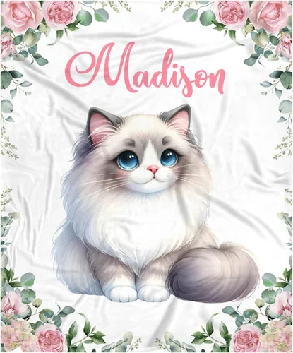 Vista 53 de Manta de bebé personalizada para niñas y niños pequeños, recién nacidos, regalos personalizados de vaca floral con nombre y texto, 40 x 30 pulgadas