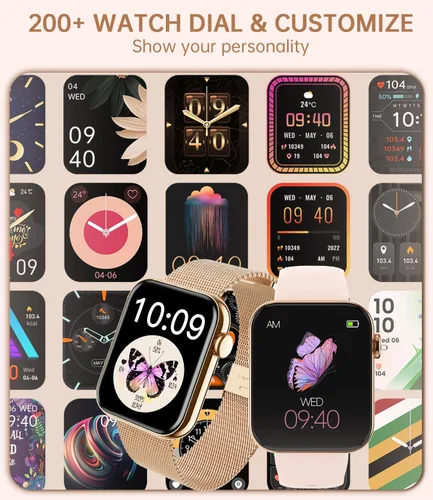 Vista 4 de Relojes inteligentes para mujer (respuesta/hacer llamadas) 1.85 pulgadas pantalla táctil reloj de seguimiento de fitness con frecuencia cardíaca