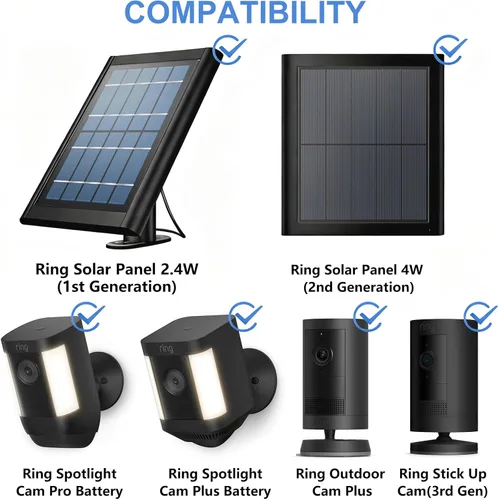 Vista 2 de Soporte de pared 2 en 1 para panel solar de anillo, batería de leva de anillo para pegar, cámara de foco y cámara de foco Plus/Pro (batería), ángulo