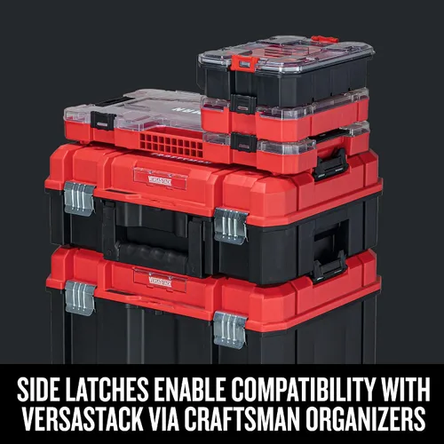 Vista 10 de CRAFTSMAN VERSASTACK Organizador de almacenamiento, organizador de piezas pequeñas, 8 compartimentos, tapa incluye pestillo seguro (CMST17827)
