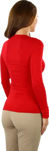 Vista 4 de ToBeInStyle Camiseta de manga larga con cuello en V para mujer