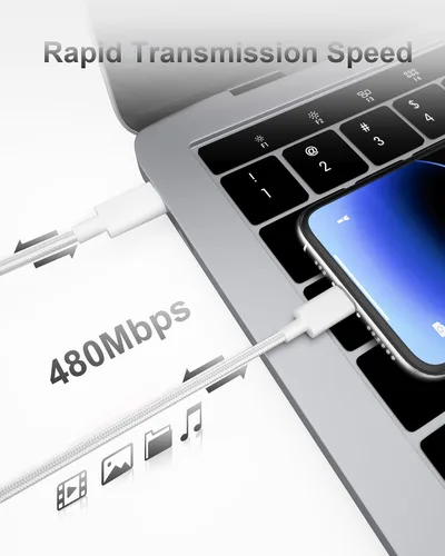 Vista 7 de TSKYBEAR Cable USB C a USB C – Cable de carga rápida de 100 W tipo C a C de repuesto para iPhone 15 Pro Max/Plus Samsung iPad Pro/Air/mini MacBook