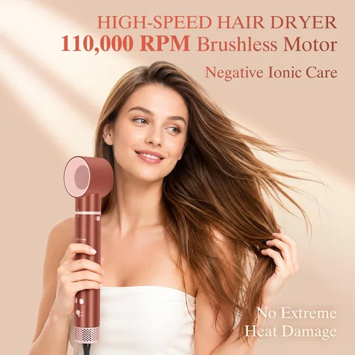 Vista 7 de MaxAir 2.0 7 in 1 Auto Dual Voltage Hair Dryer Brush Blow Dryer Brush Set Amber