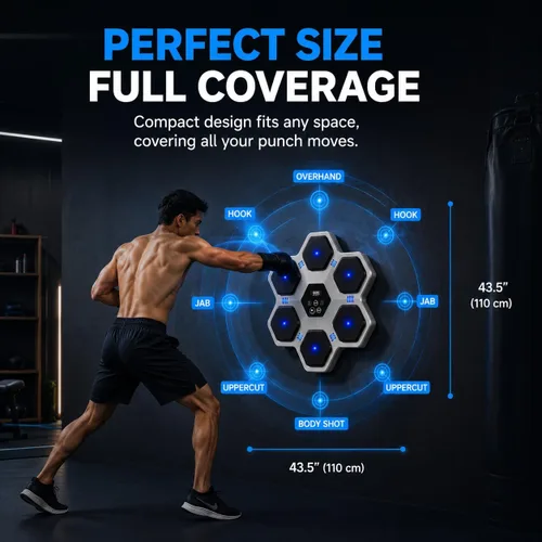 Vista 4 de Music Boxing Machine with Gloves for Adults & Kids,5 Button LCD Touch Control with One Button Mute & Rhythm Recognition,17.3'' Large Size Wall